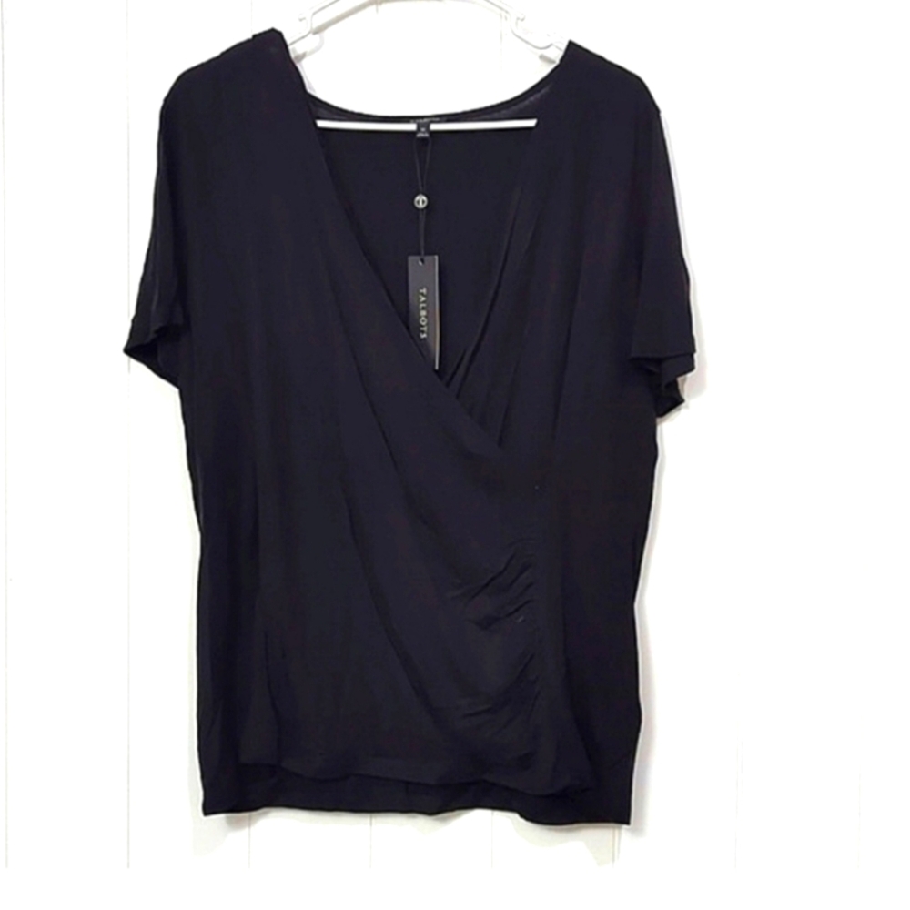 Talbots Elegant Black Stretch Blouse. NWT Size 1X
